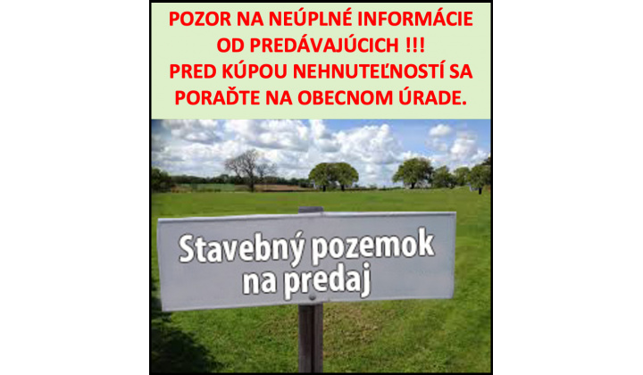 VÝZVA PRE ZÁUJEMCOV - KUPUJÚCICH NEHNUTEĽNOSTI
